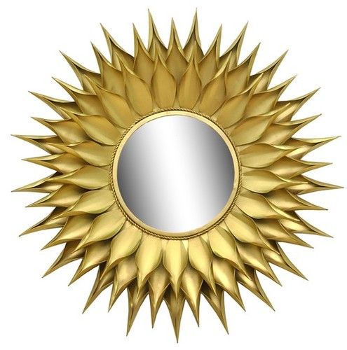 Sunflower Gold Finish Round Mirror