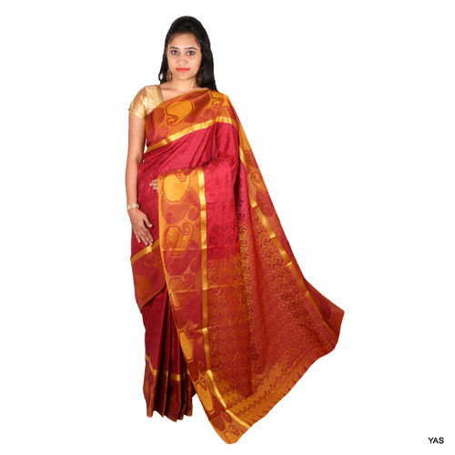 Emboss Mango Design Fancy Mango Border Silk Saree (Yas_Aroopa)