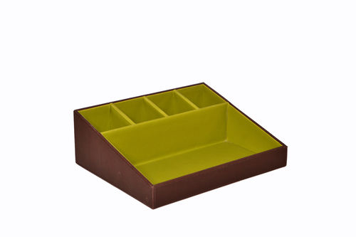 Brown And Yellow Color Leatherette Tea Trays