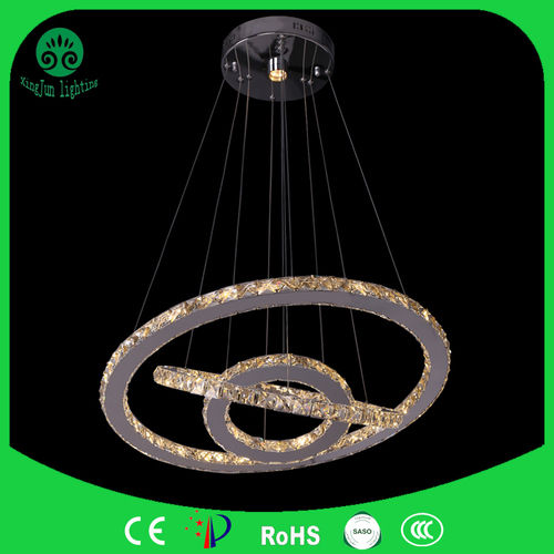 Led Crystal Pendant Light With Three Rings