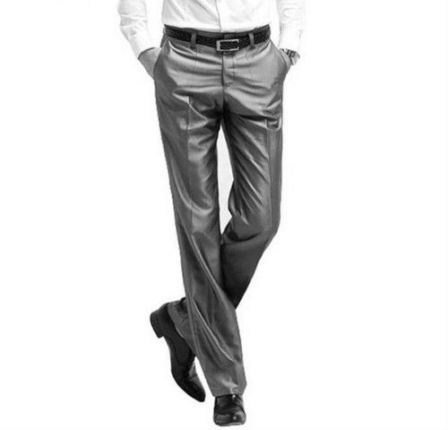 Mens Solid Flat Front Formal Trousers