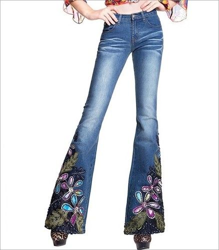 Unique Decorated Embroidered Women Jeans