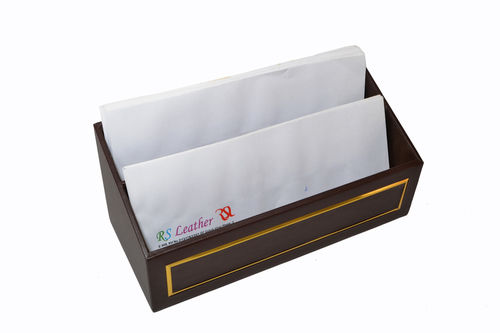 Stylish Brown Leatherette Letter Holder