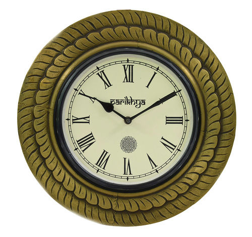 Decorative Clock With Carving And Metal Cladding (12")