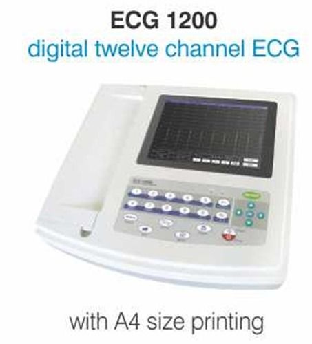 White Digital 12 Channel Ecg Machine