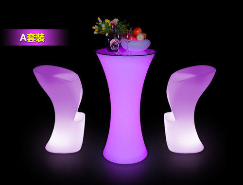 Color Changing LED Bar Table With Chair