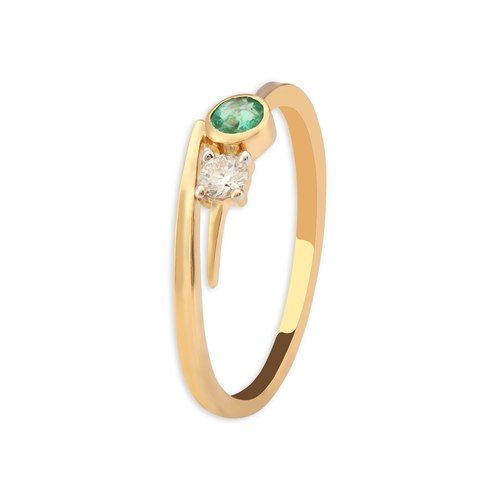 Yellow Gold Diamond Emerald Finger Ring