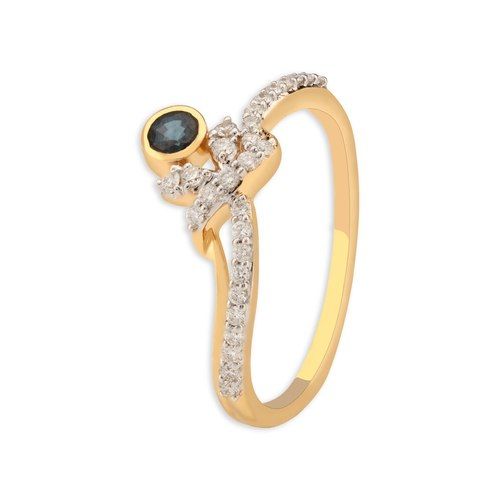yellow gold diamond sapphire finger ring 779