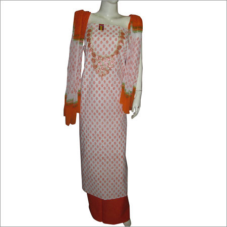 Cotton Mirror Work Suit Ladies Dress Material