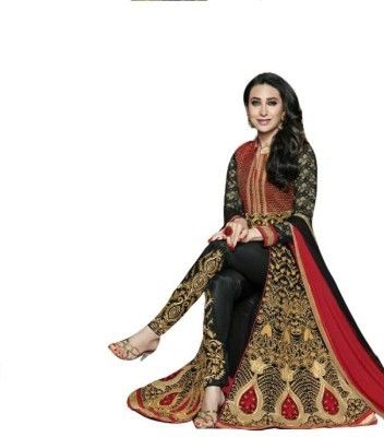 Ladies Semi Stitched Suit - High Quality Fabric, Unstitched Top and Bottom, Embroidered Design, Party Wear Dupatta Accompaniment