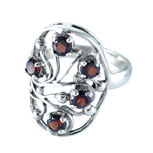 Silver Genuine Garnet Ring