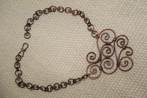 Golden Handcrafted Copper Wire Necklace