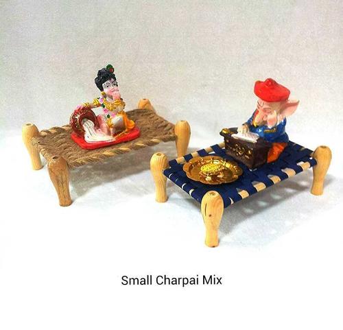 Small Charpai Mix Wooden And Resin Idols