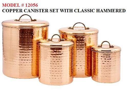 Copper Canister Set With Classic Hammered