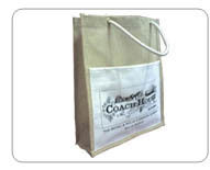 Yellow & Gray Jute Bag With Lamination