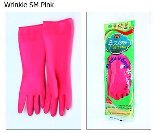 Wrinkle Rubber Pink Gloves (Sm)