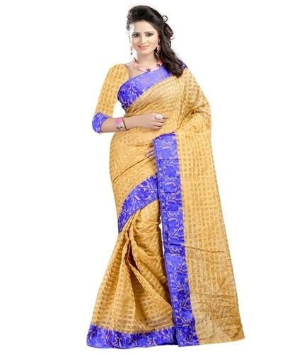 Multi Colour Blue Border Banarasi Cotton Sarees