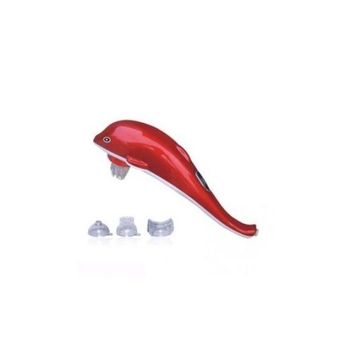 Dolphin Massager - Plastic, 41.5x11x13cm, Red/Blue | 3 Interchangeable Heads, Adjustable Intensity, Soothing Infrared Light