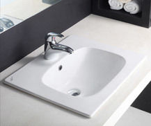 Counter Top Basin - 73x47x17 cm | Striking Rectangular Design, Centre Pre-Punched Tap Hole, Chrome Plated Cap for Overflow Hole