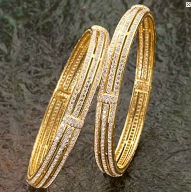 Diamond Studded Gold Bangle