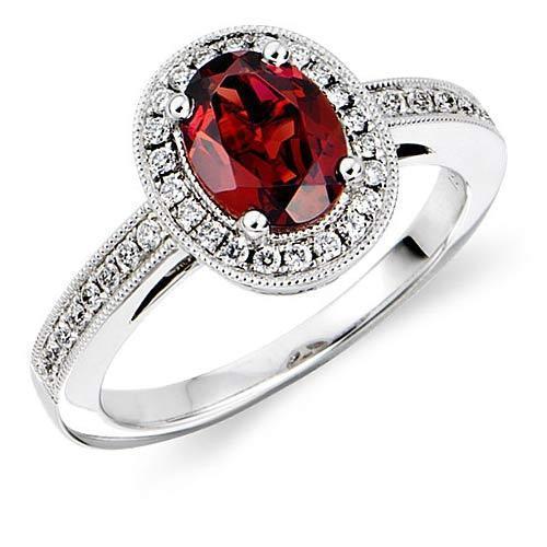 Red Garnet Diamond Ring