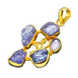 Rough Amethyst 24kt Gold Plated Cluster Stone Pendants