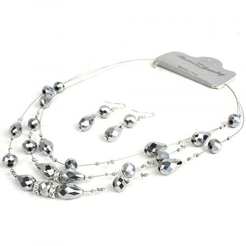 Crystal Diamond Plated Necklace Set