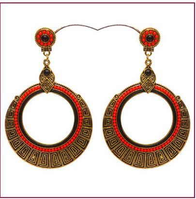 ऑरेंज और गोल्डन बिग राउंड डैंगलर इयररिंग्स