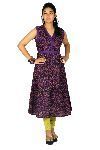 Purple Printed Sleeveless Kurta