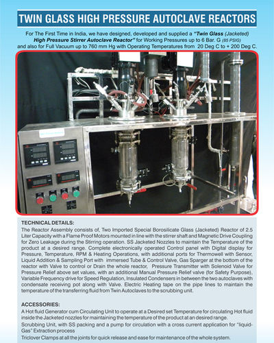 Twin Glass High Pressur Autoclave Reactors