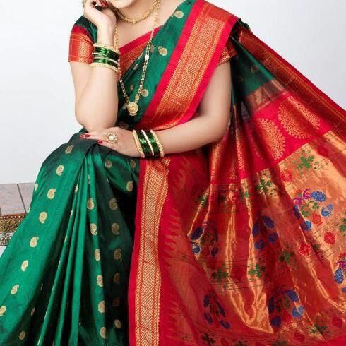 Buy Pure silk handloom maharani paithani saree Online at Om Paithani