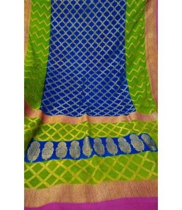 Blue Pure Handloom Banarasi Chiffon Saree