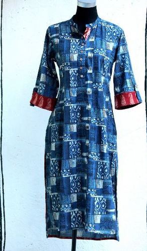 लॉन्ग कुर्ता - कफ और इंडिगो