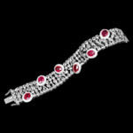 Oval Rubies with Rose Cuts and Diamond Bracelet