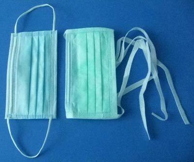 Non Woven Face Mask - 100% Virgin PP, 99.9% Bacterial Filtration Efficiency, Water Repellent, Tie-On or Elastic Options