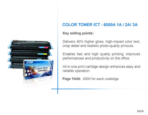  लेजर टोनर कार्ट्रिज (COLOR TONER ICT - 6000A 1A/2A/3A) 