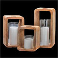 Decorative Wooden Hurricane Candle Holders