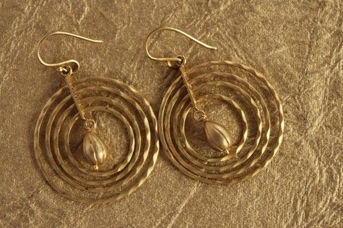 Gold Concentric Hoops Earrings