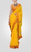 Haldi Colour Saree With Satin Blouse