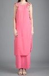 Lotus Pink Silk Kurta With Straight Jersey Skirt