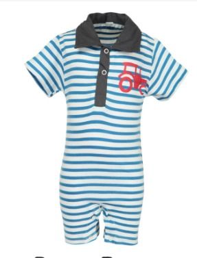 Organic Cotton Stripe Half Romper 