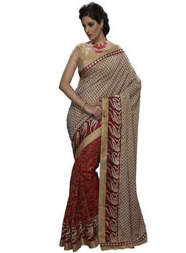 Beige Bhagalpuri Saree Size: 40*30*7 Cm