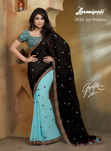 Black Chiffon Designer Sarees