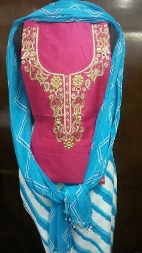 Chanderi Silk Hand Embroidered Unstitched Suit Piece – varikafashion.com