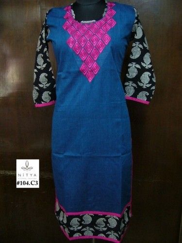 Handloom Checks Embroidery Kurti