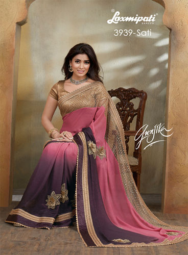 Pink Net Designer Sarees