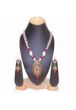 Polki Pendant Set With Pink Stone