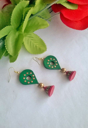 Green Balloon Terracotta Studs Earrings