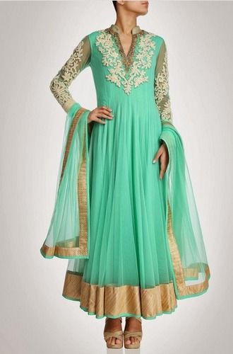 Sea Green Color Long Anarkali Suit