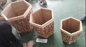 Hexagon Shape Flower Wood Garden Pot Planter (3 Set)